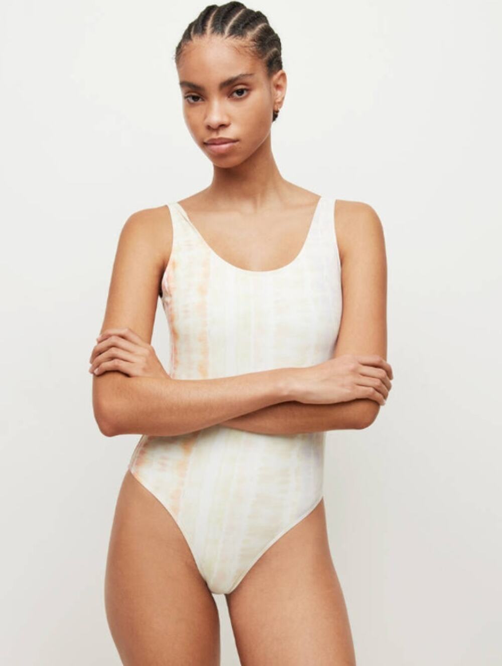 ALLSAINTS Women's Niki Marea Swimsuit One Piece Medium Rainbow Pastel NWT